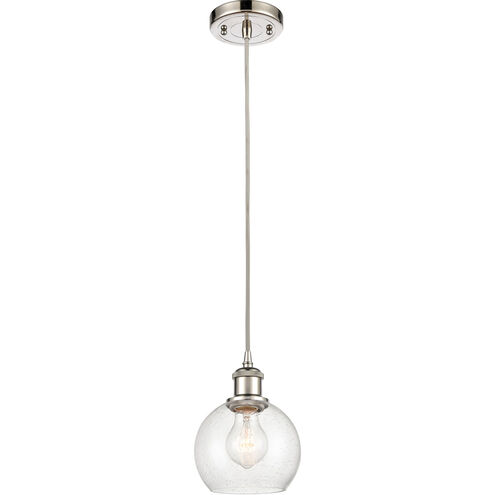 Ballston Athens 1 Light 6 inch Polished Nickel Mini Pendant Ceiling Light in Seedy Glass