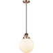 Franklin Restoration Beacon LED 8 inch Antique Copper Mini Pendant Ceiling Light in Matte White