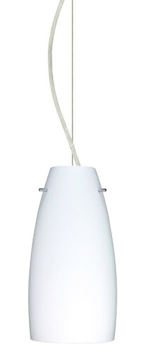 Tao LED Satin Nickel Pendant Ceiling Light in Opal Matte Glass