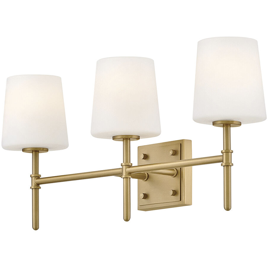 Saunders 3 Light 23 inch Lacquered Brass Bath Light Wall Light