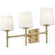 Saunders 3 Light 23 inch Lacquered Brass Bath Light Wall Light
