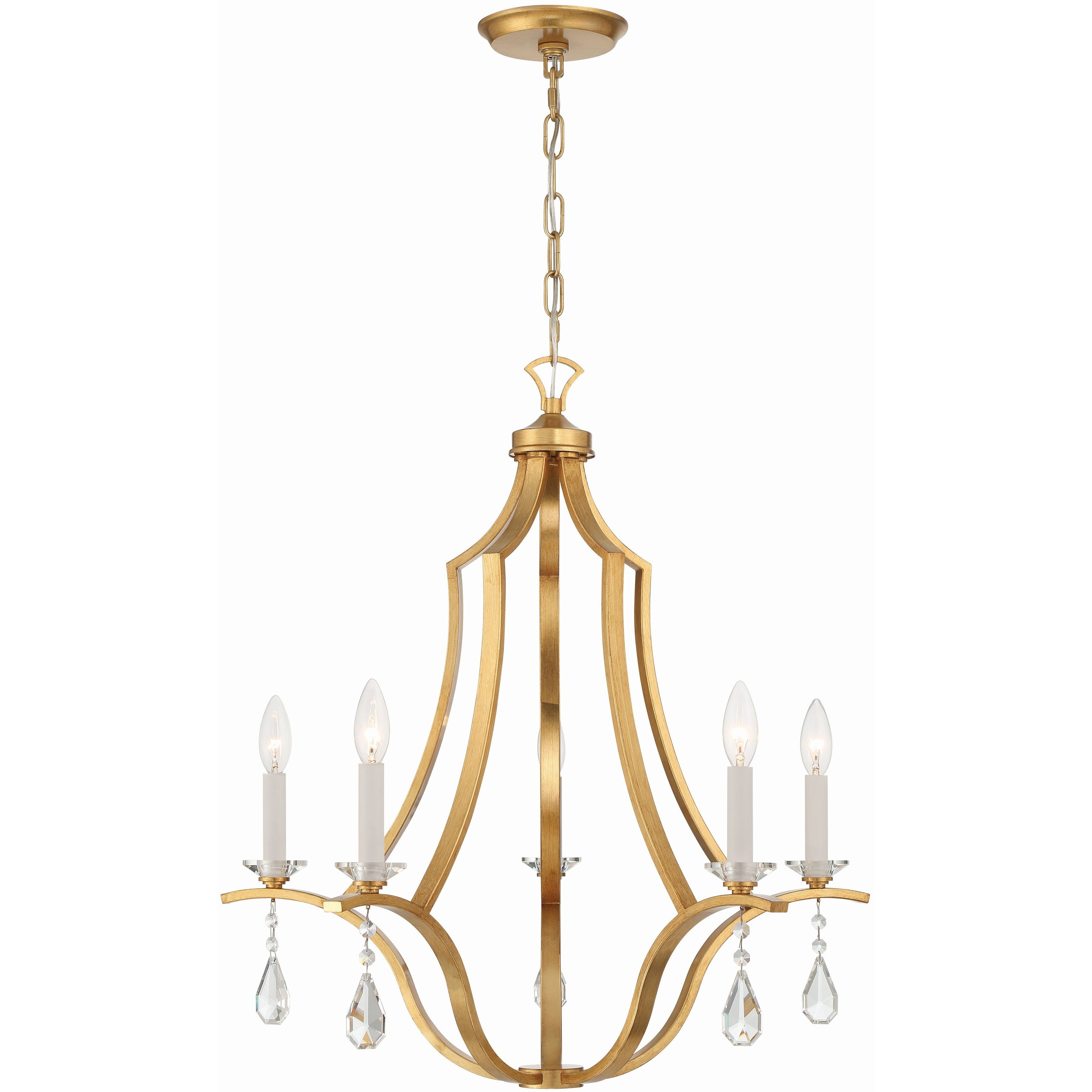 Perry 5 Light 25.5 inch Antique Gold Chandelier Ceiling Light