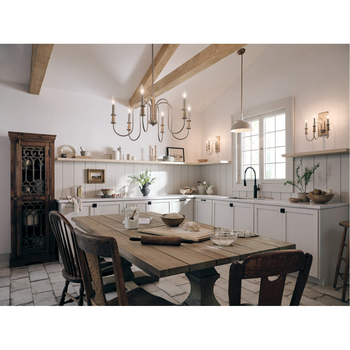 Homestead Karthe 6 Light 29 inch Brushed Nickel Chandelier Ceiling Light, Karthe