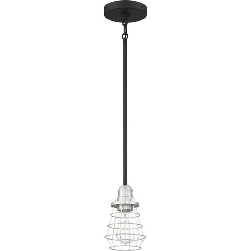 Neighborhood Thatcher 1 Light 5 inch Flat Black/Brushed Polished Nickel Mini Pendant Ceiling Light, Neighborhood Collection