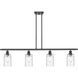 Ballston Candor 4 Light 48 inch Matte Black Island Light Ceiling Light in Clear Waterglass, Ballston