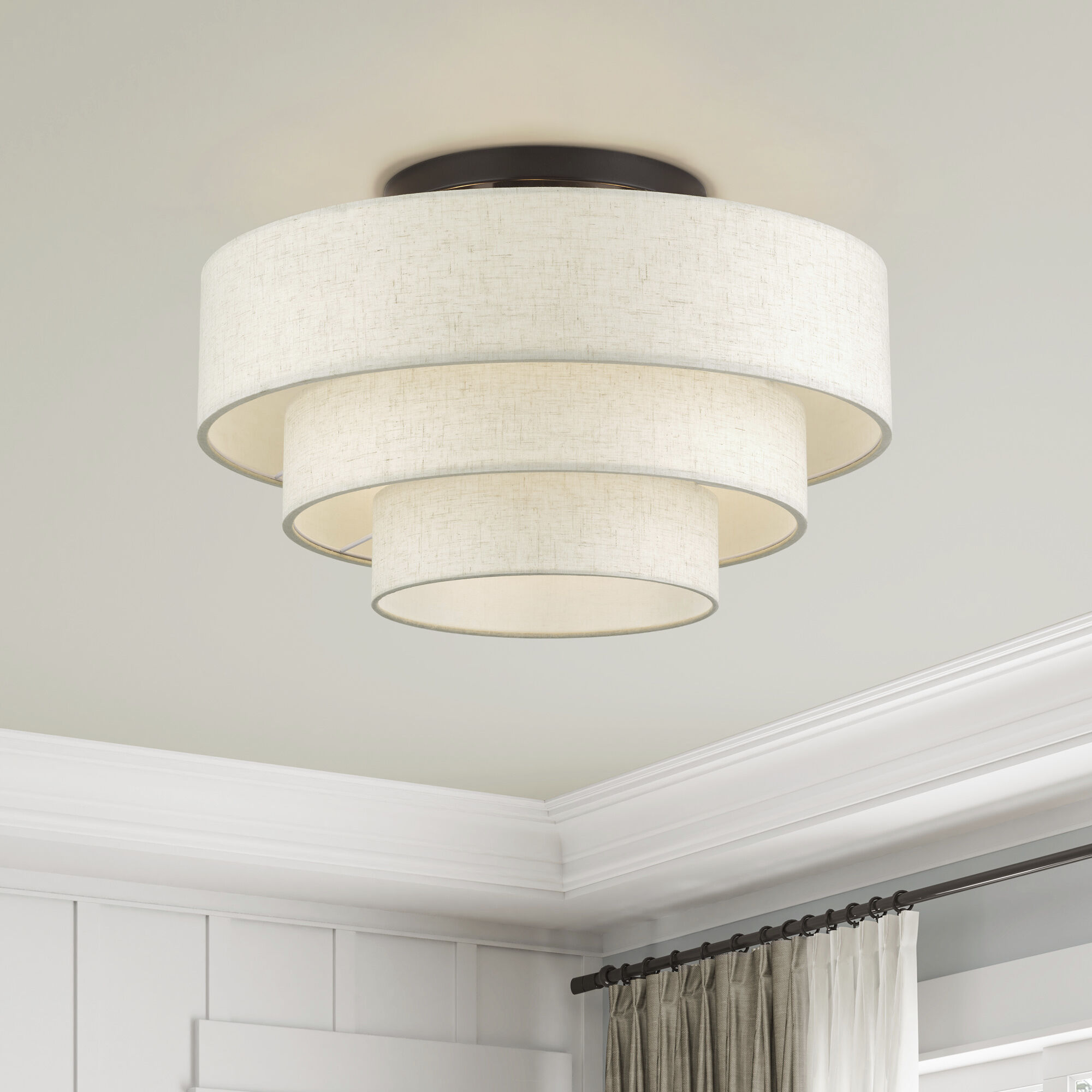 Manorwood 4 Light 21 inch English Bronze Semi Flush Mount Ceiling Light, Extra Large