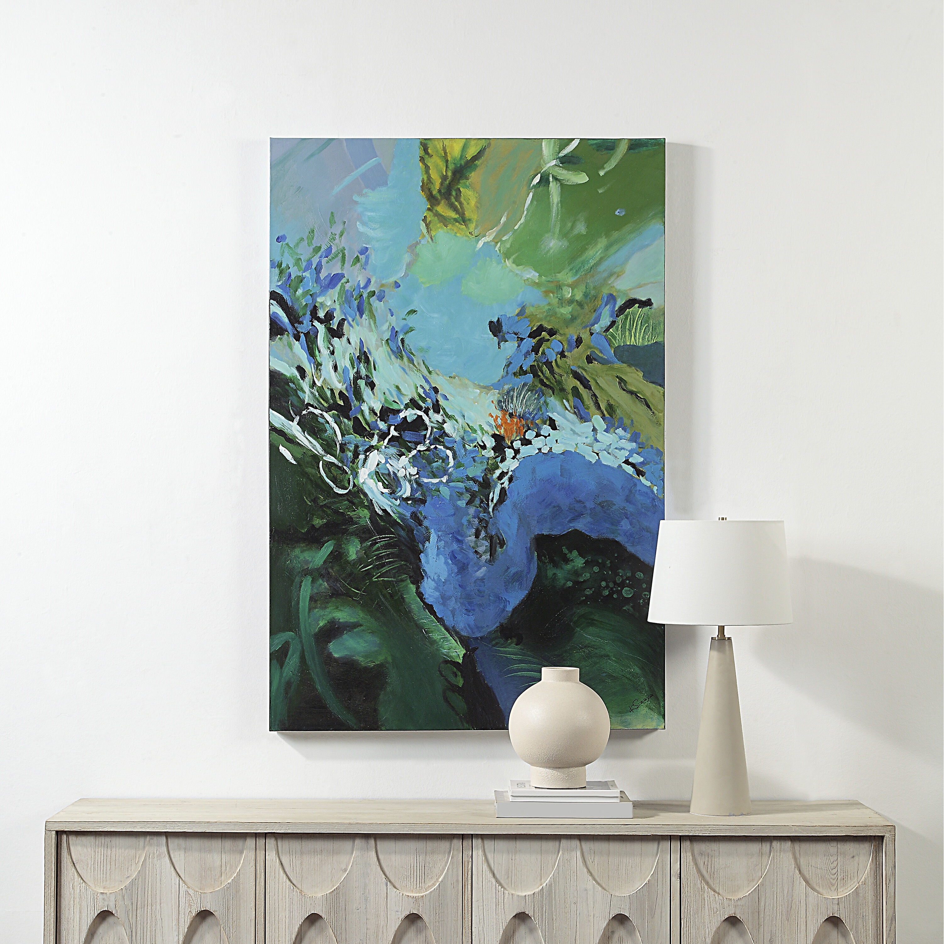 Tempress Green/Blue/Yellow/White Canvas Art