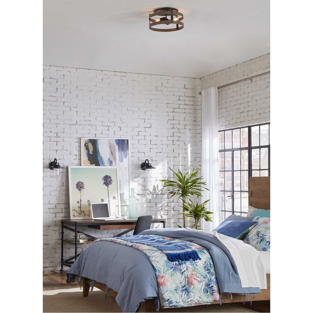 Gulliver 2 Light 14 inch Graphite Flush Mount Ceiling Light