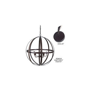 Metal Sphere 30 inch Handfinished Copper Antique Pendant Ceiling Light, Large