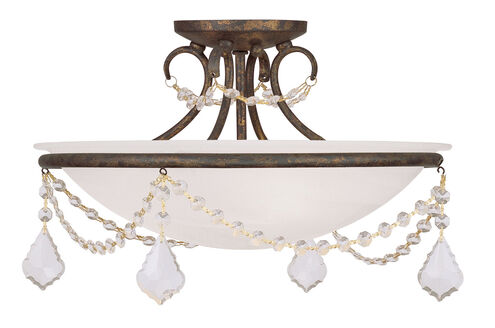 Chesterfield/Pennington 3 Light 16 inch Hand Applied Venetian Golden Bronze Semi-Flush Mount Ceiling Light