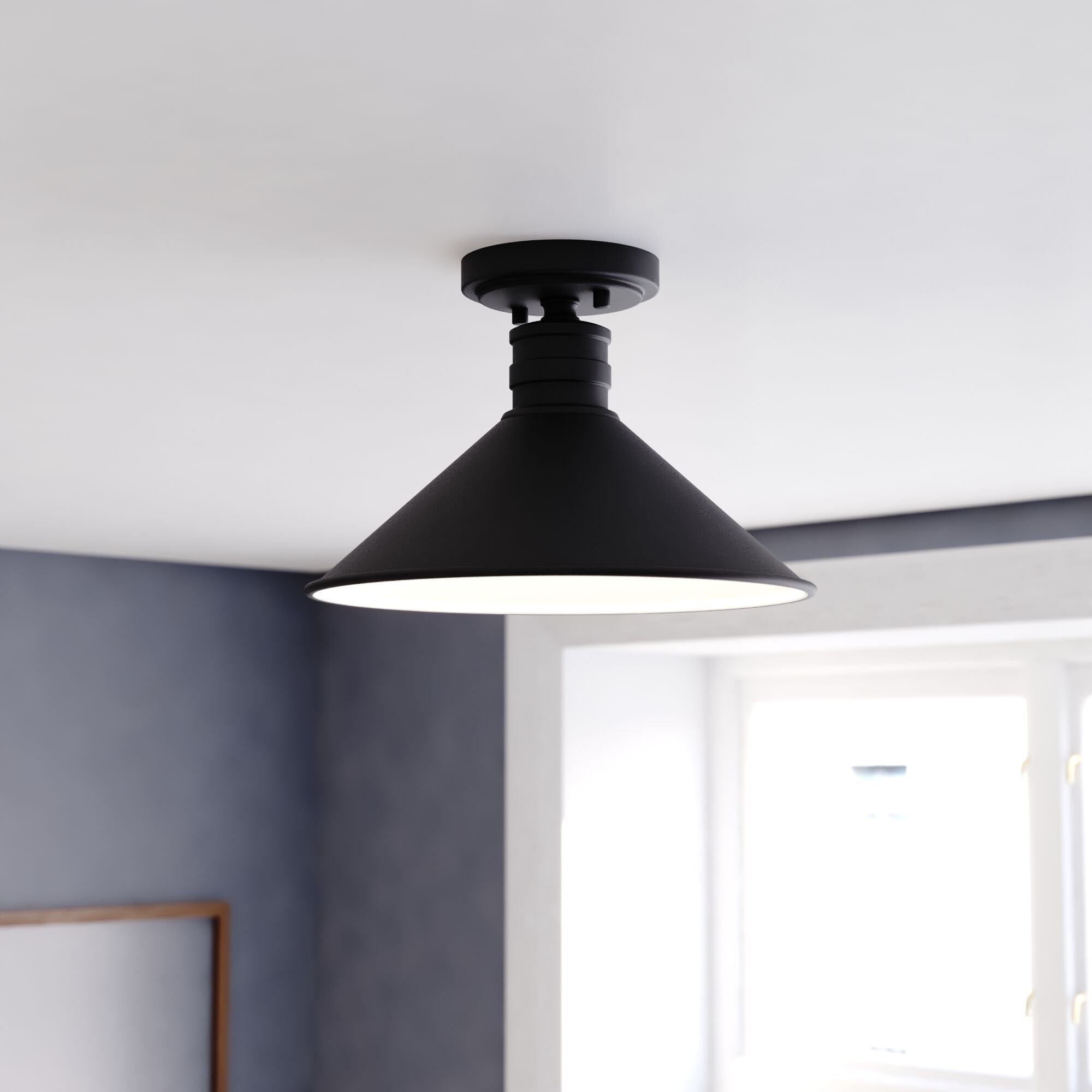 Akron LED 12 inch Oil Rubbed Bronze and Matte White Semi-Flush Mount Ceiling Light