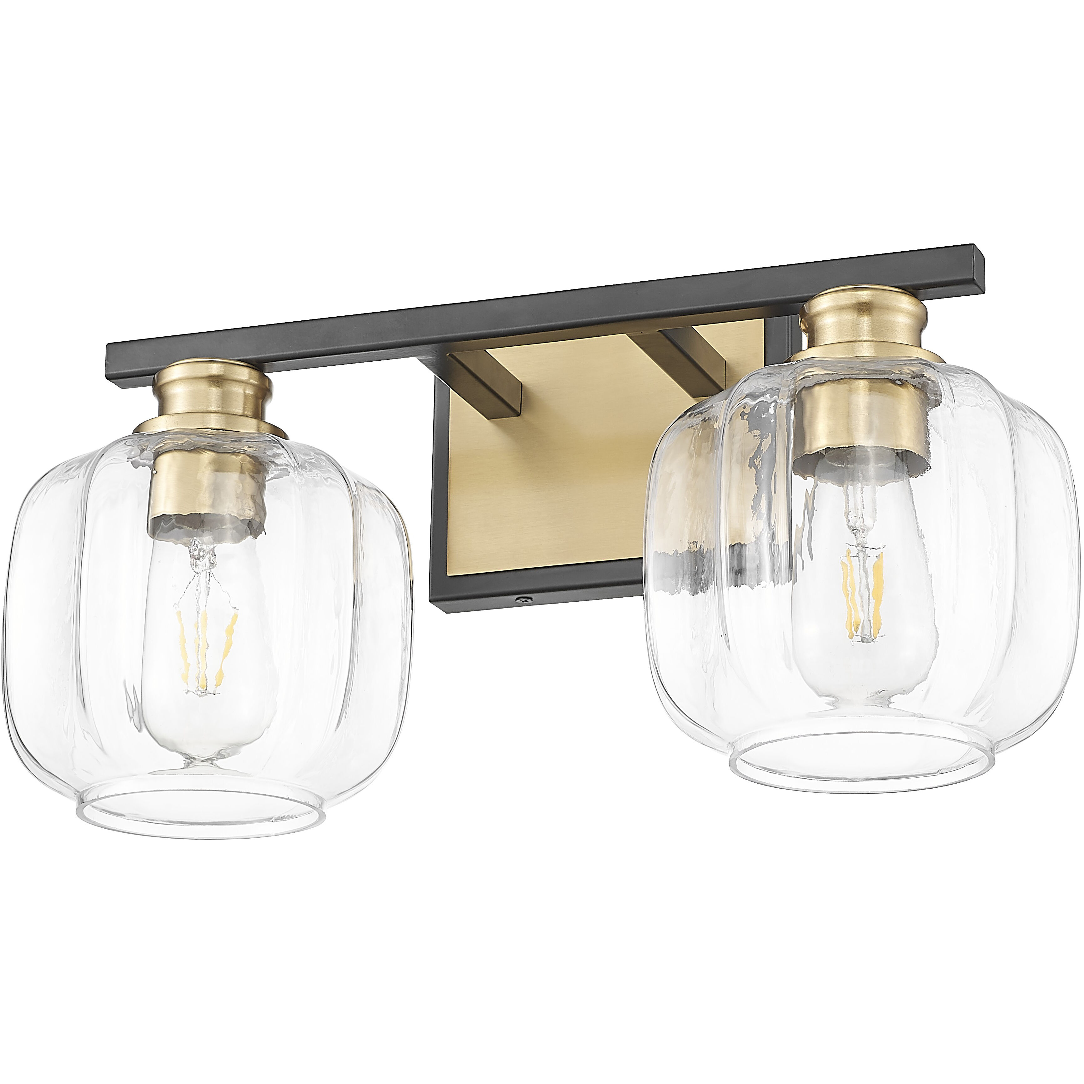 Oxley 2 Light 17.5 inch Matte Black and Brass Vanity Wall Light