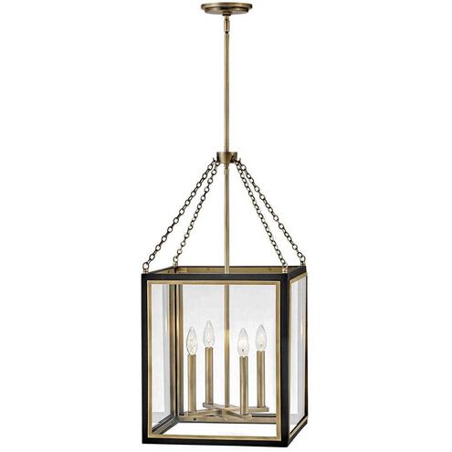 Shaw 4 Light 15.5 inch Black with Heritage Brass Indoor Chandelier Ceiling Light