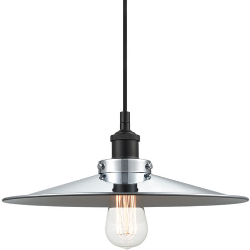 Bulstrode's Workshop 1 Light 14 inch Black Pendant Ceiling Light in Black and Chrome