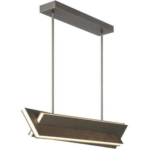 Intersezioni LED 4.25 inch Midnight Iron and Faux Walnut Island Light Ceiling Light