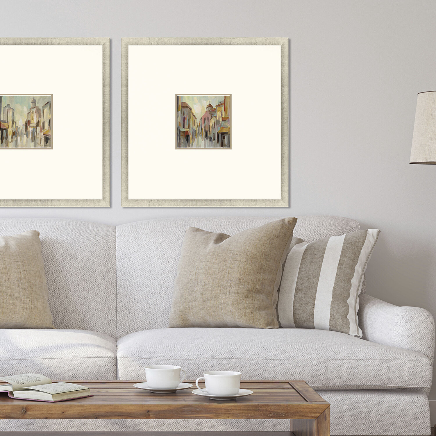 Pastel Street Multi and Brown and Gray and Pink Framed Art