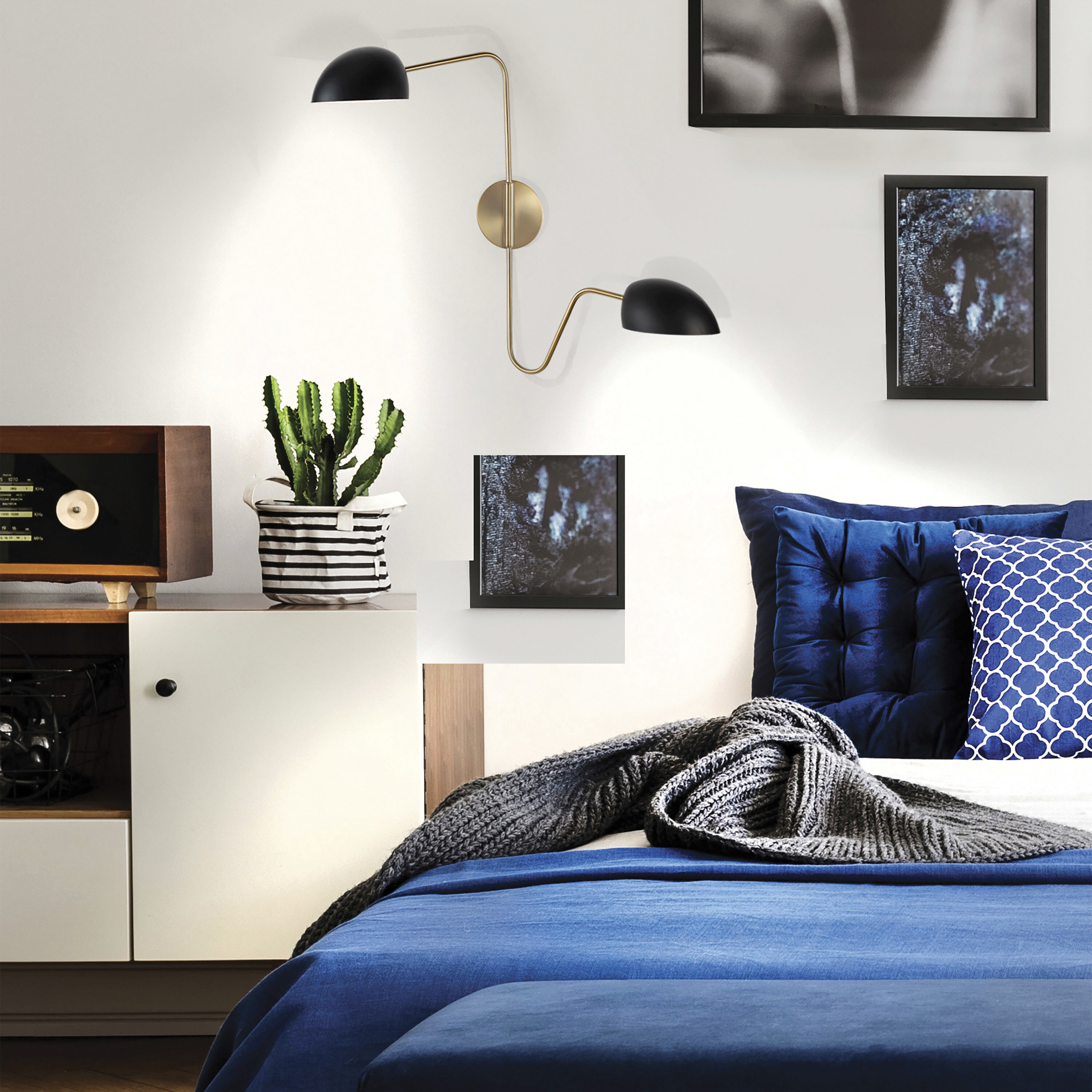 Trilby 1 Light 37 inch Matte Black/Burnished Brass Bathroom Vanity Lights Wall Light