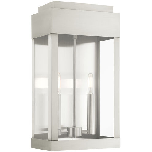 York 2 Light 19 inch Brushed Nickel Outdoor Wall Lantern