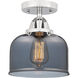 Nouveau 2 Large Bell LED 8 inch Polished Chrome Semi-Flush Mount Ceiling Light in Plated Smoke Glass