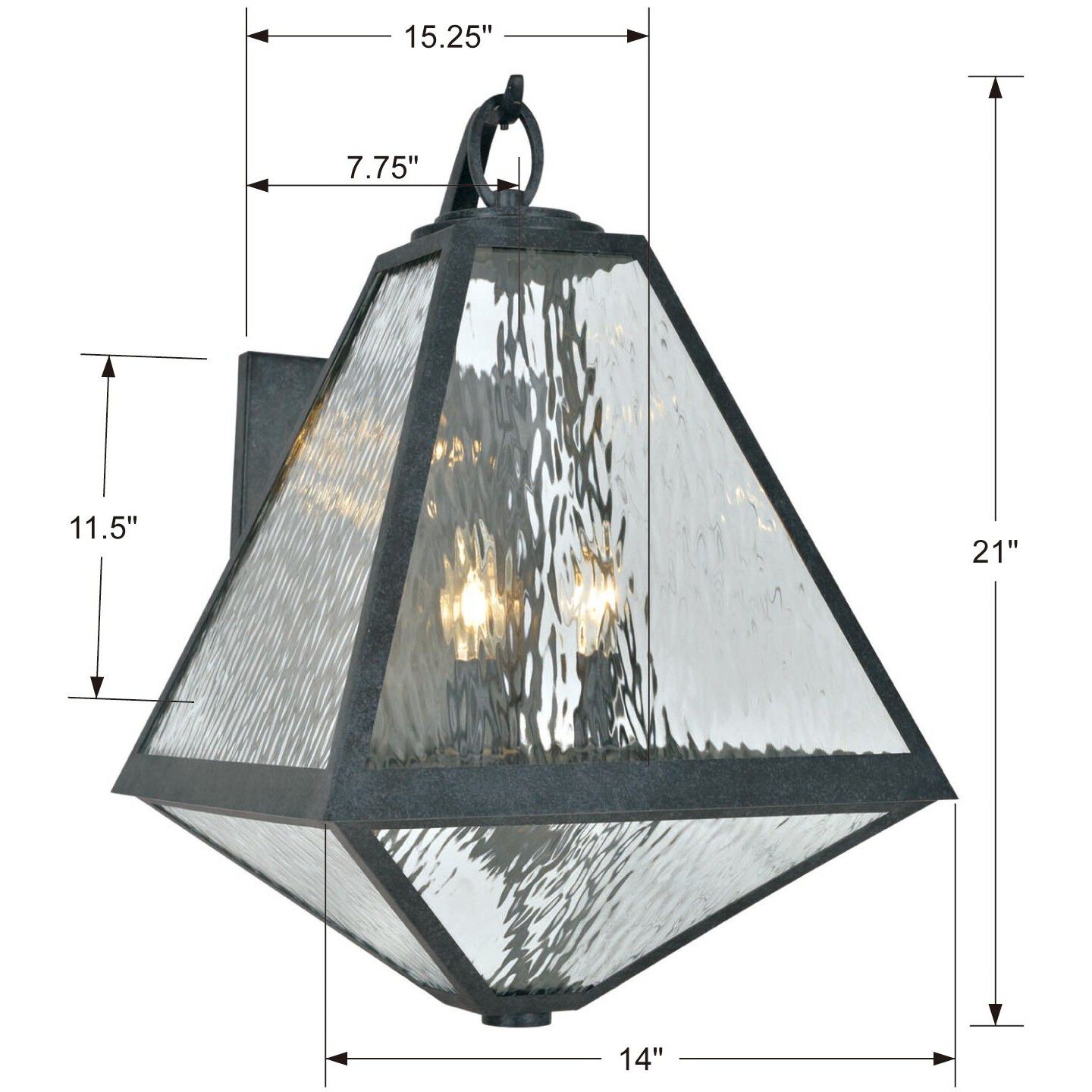 Glacier 3 Light 14 inch Black Charcoal Sconce Wall Light in Water