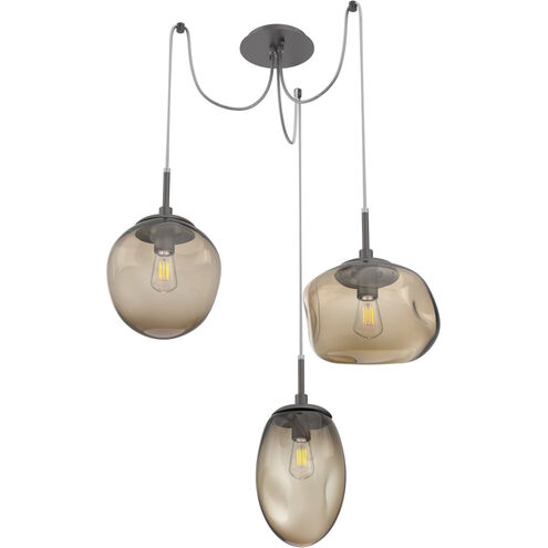 Cosmos 3 Light 17 inch Graphite Swag Multi-Pendant Ceiling Light in Bronze