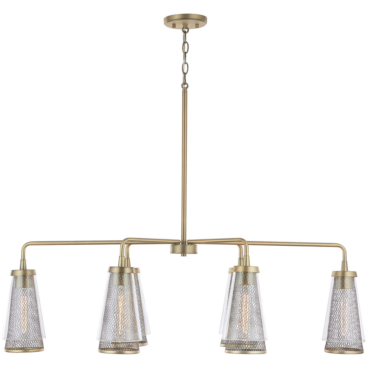 Abbott 6 Light 42.5 inch Aged Brass Island Ceiling Light