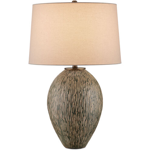 Hildreth 29.75 inch 150 watt Olive Green/Beige/Off-White/Antique Brass Table Lamp Portable Light