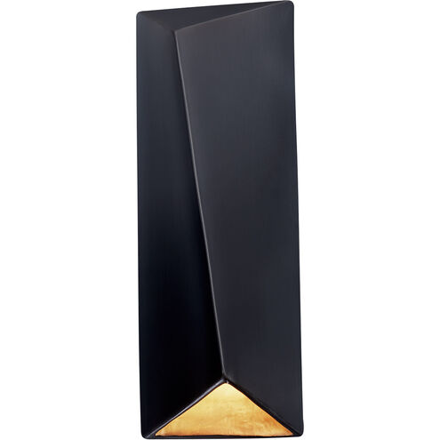 Ambiance LED 6 inch Carbon Matte Black with Champagne Gold ADA Wall Sconce Wall Light, Closed Top Fixture, Diagonal