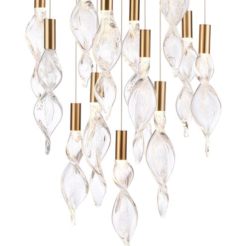 Aurora LED 24 inch Natural Brass Pendant Ceiling Light, Converts to Flush Mount