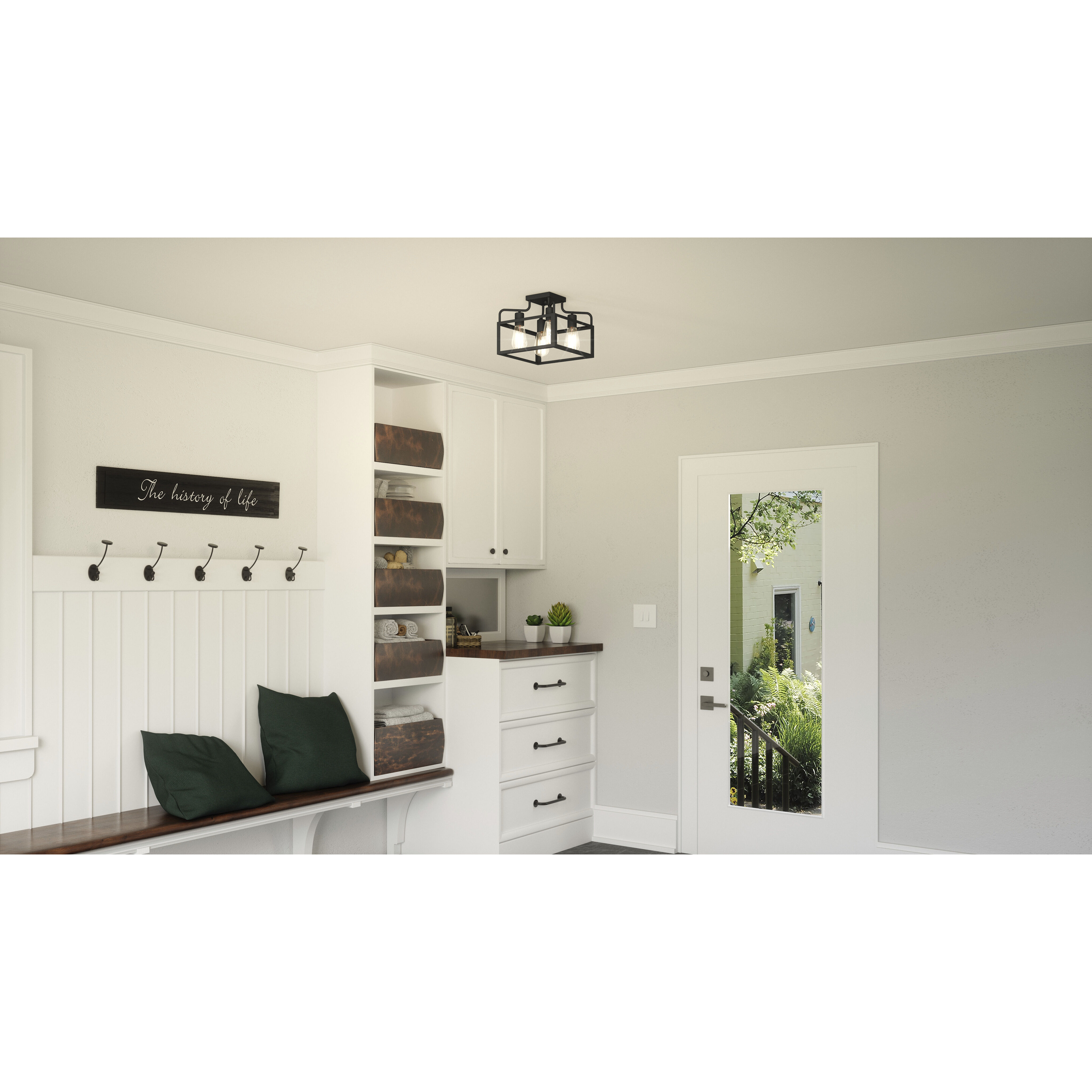 Paulsen 4 Light 12 inch Matte Black Semi-Flush Mount Ceiling Light