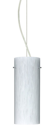 Stilo LED Satin Nickel Pendant Ceiling Light in Carrera Glass