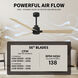 Atlas Alessandra 56 inch Matte Black with Light Maple Tone Blades Transitional Ceiling Fan
