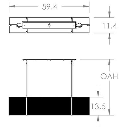Downtown Mesh LED Classic Silver Linear Pendant Ceiling Light in 3000K LED, Frosted