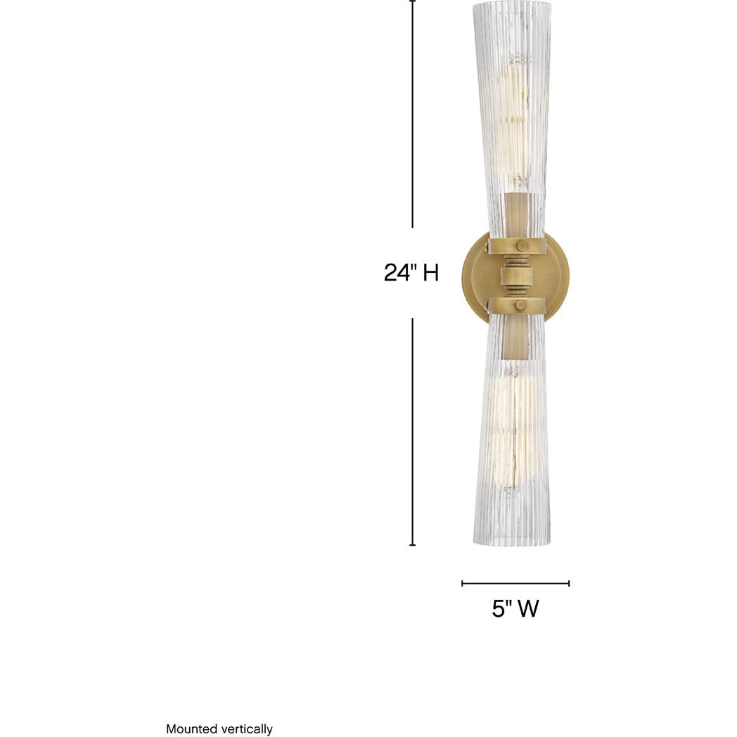 Jude 2 Light 24 inch Heritage Brass Bath Light Wall Light