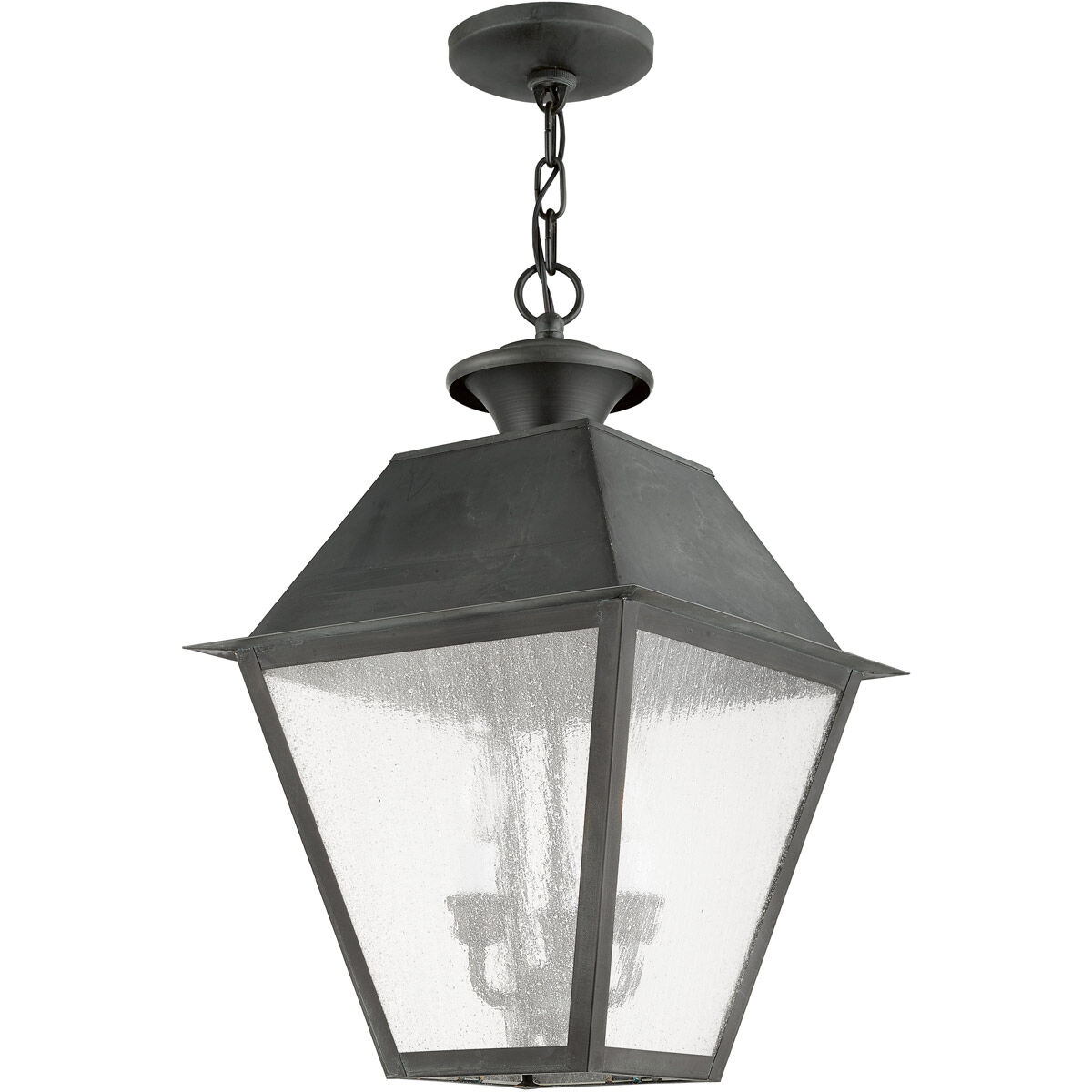 Mansfield 3 Light 12 inch Charcoal Outdoor Pendant Lantern