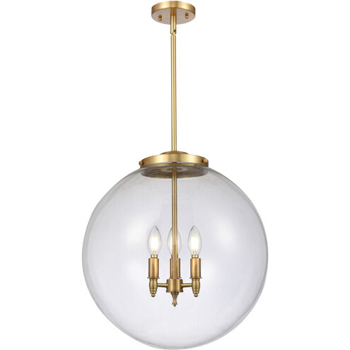 Franklin Restoration Beacon 3 Light 18 inch Satin Gold Statement Pendant Ceiling Light in Incandescent, Clear