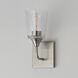 Hudson 1 Light 4.75 inch Satin Nickel Wall Sconce Wall Light in Clear
