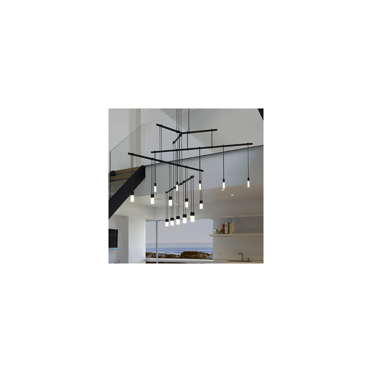 Suspenders LED 36 inch Satin Black Pendant Ceiling Light