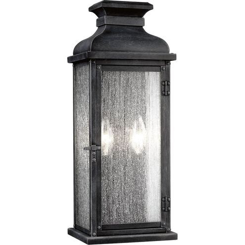 Sean Lavin Pediment 2 Light 18.13 inch Dark Weathered Zinc Outdoor Wall Lantern