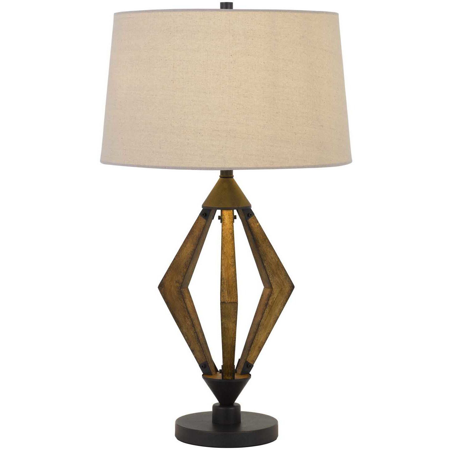 Valence 29 inch 150 watt Black and Pine Wood Table Lamp Portable Light