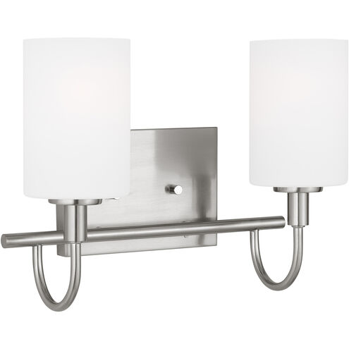 Oak Moore 2 Light 13.88 inch Brushed Nickel Bath Vanity Wall Light in Brushed Nickel Silver