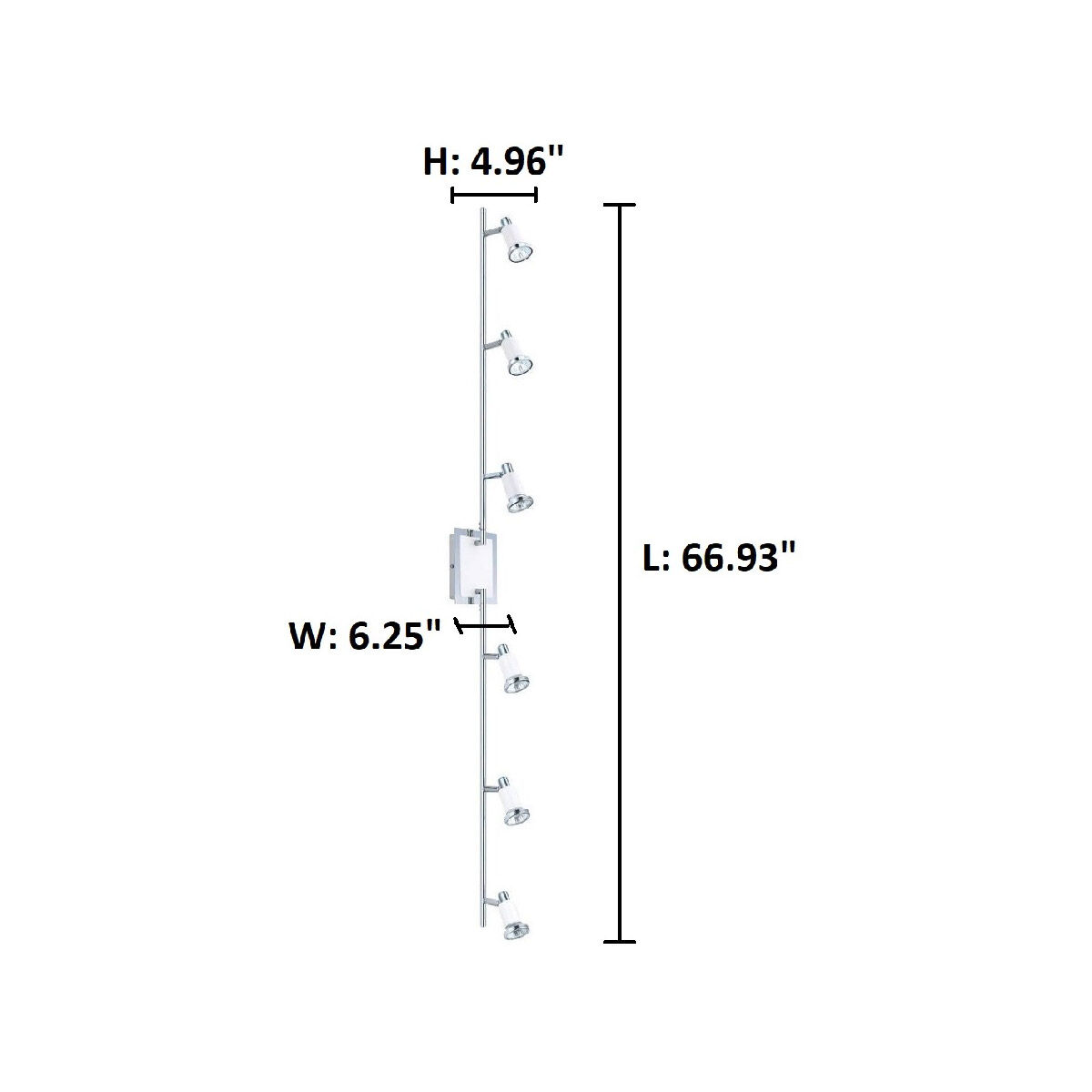 Eridan Chrome and Shiny White 50 watt 6 Light Spot Light