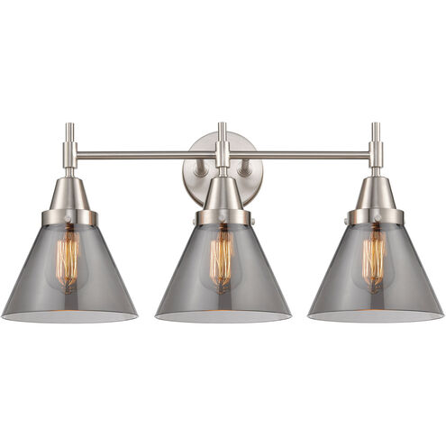 Caden 3 Light 26 inch Satin Nickel Bath Vanity Light Wall Light in Plated Smoke Glass