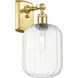 Ballston Preston Armed Sconce Wall Light in Satin Gold, Clear