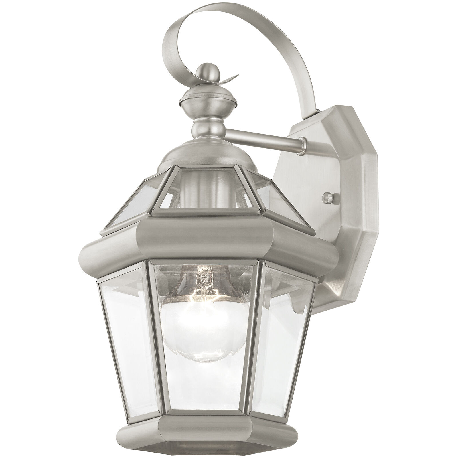 Georgetown 1 Light 12 inch Brushed Nickel Outdoor Wall Lantern