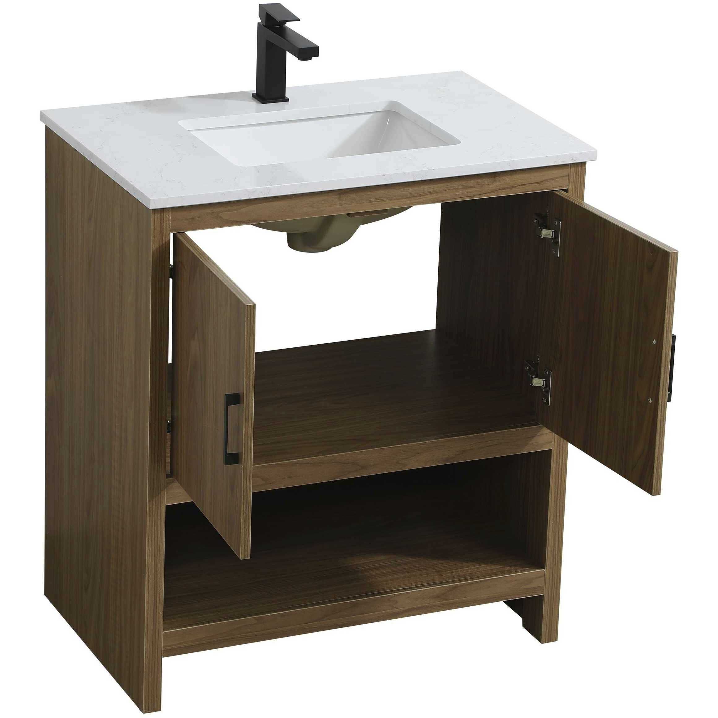 Ira 30 X 34 inch Walnut Brown Bathroom Vanity Cabinet