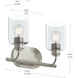 Reines 2 Light 14.75 inch Brushed Nickel Bath Vanity Wall Light