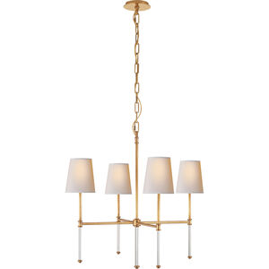 Suzanne Kasler Camille 4 Light 27.25 inch Hand-Rubbed Antique Brass Chandelier Ceiling Light in Natural Paper, Small