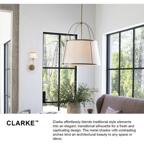 Clarke 4 Light 24.5 inch Lacquered Dark Brass Chandelier Ceiling Light in Lacquered Dark Brass with Off White