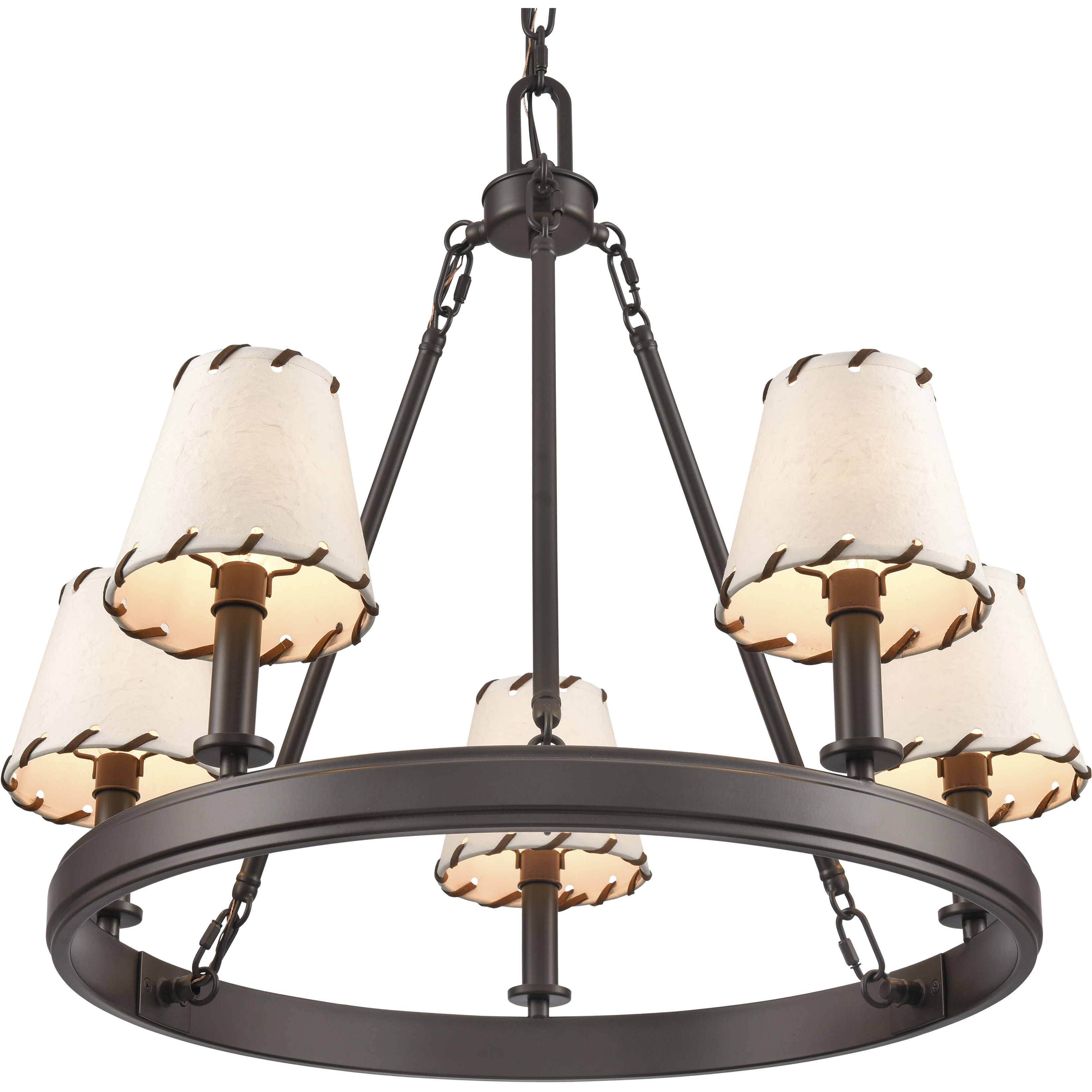 Marion 5 Light 24.5 inch Oil Rubbed Bronze with Natural Chandelier Ceiling Light